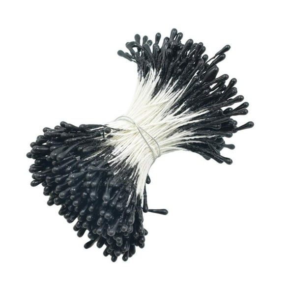 Bunch 1.5 2mm Double Head Flower Stamen Matte Stamp for Wedding Decoration - black