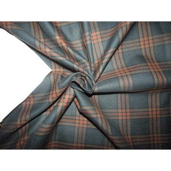 Light weight premium tweed Suiting teal and tan plaids Fabric 58quot; wide