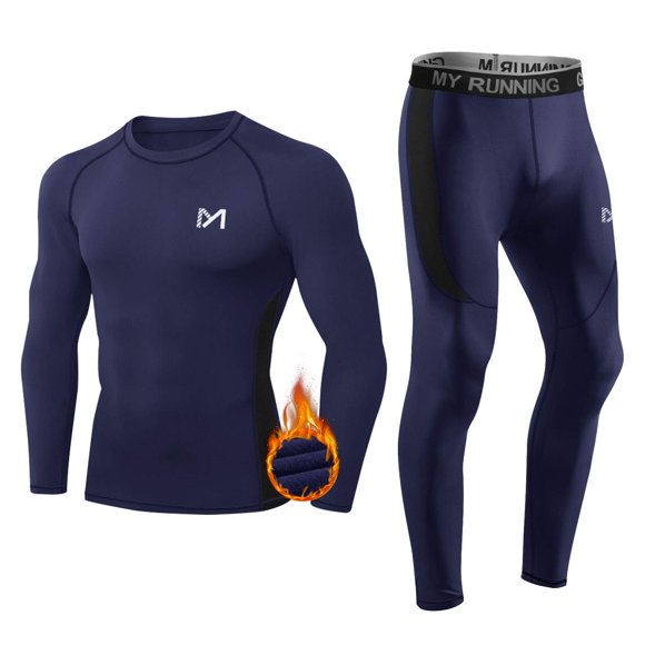 MEETYOO Men's Thermal Underwear Set Sport Long Johns Base Layer, Small Blue