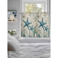 thumbnail image 3 of Teal Starfish Coastal Bathroom Window Curtain, Vintage Summer Beach Nautical Light Filtering Coffee Kitchen Curtains, Bedroom Living Room Curtains 2 Panel 84"x54", 3 of 6