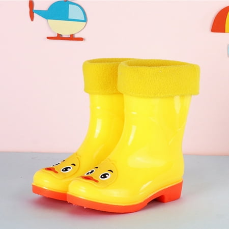 

Toddler Kids Girls Boys Warm Cartoon Print Waterproof Rain Boots Shoes
