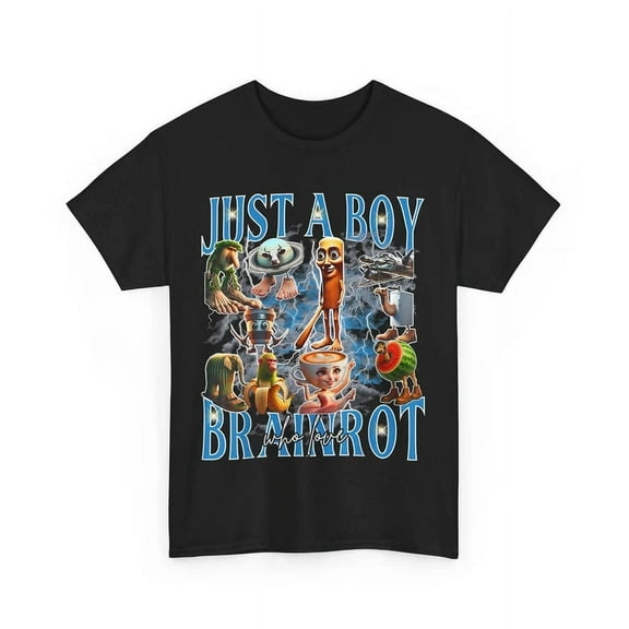 Just A Boy Who Love Brainrot T-Shirt, Funny Italian Brainrot Shirt Unisex S-5XL Hot Trending Shirt, Vintage Birthday Gift