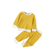 Goocheer Baby Girl Sweater Set, Long Sleeve Round Neck Patchwork Tops Pants
