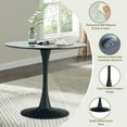 thumbnail image 4 of 31.5" Round Tulip Table in Gray, Mid-Century Modern Dining Table with Square Top and Pedestal Base, Conference Pedestal Desk, Leisure Coffee Table, Seat for 2-4, Max Loading 330lbs, K2032, 4 of 8
