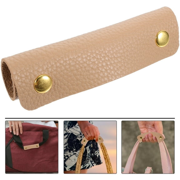 SKISUNO PU Leather Luggage Handle Cover 1 Set Beige for Handbag Handle and Bag Handle 5.1X4.06X0.04In