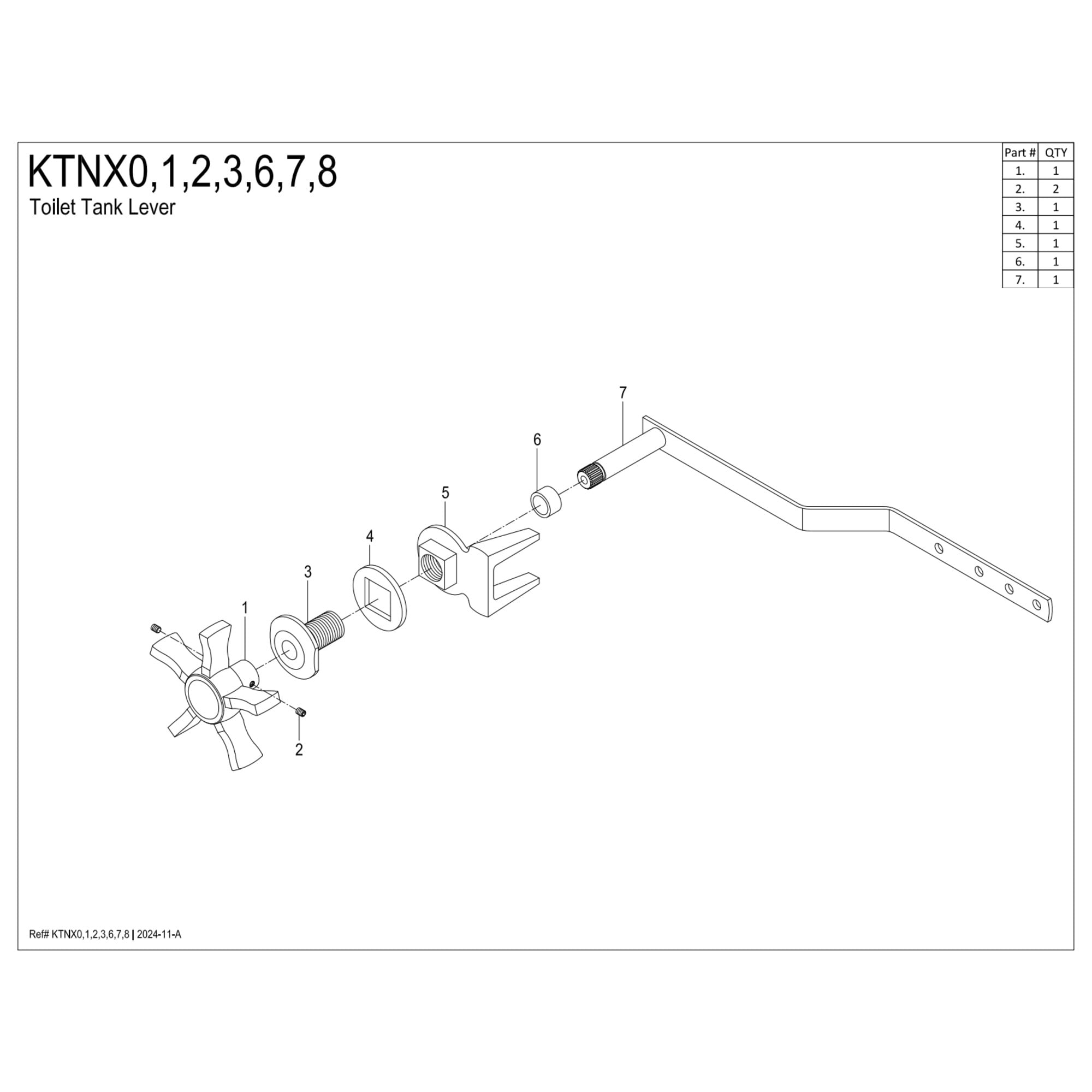 Kingston Brass KTNX2 Hamilton Front Mount Toilet Tank Lever in Polished Brass