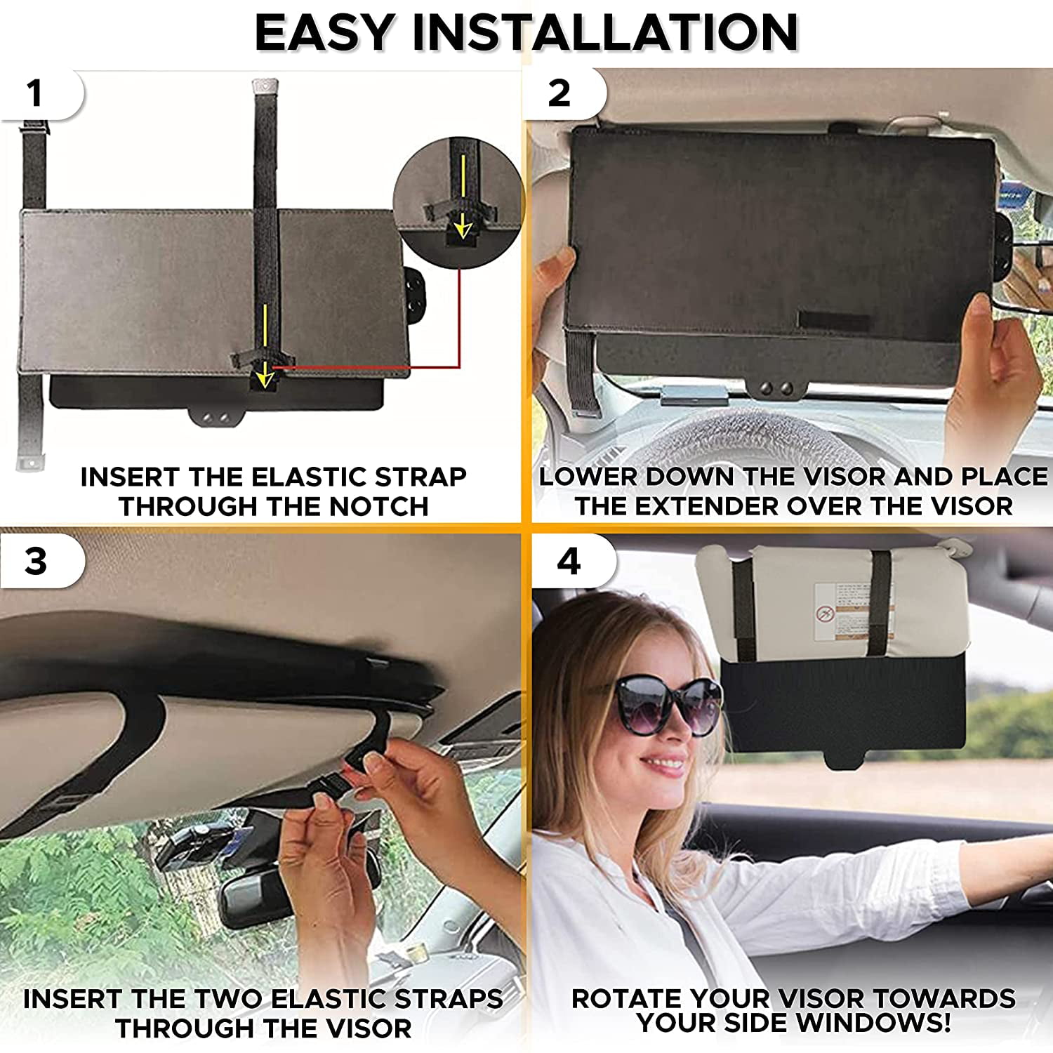 EcoNour Polarized Sun Visor Extender for Car, Anti-Glare Car Visor  Extension for Sun Blocker, Protects from UV Rays