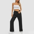 thumbnail image 4 of Resicozy Women's High Waisted Straight Leg Sweatpant Comfy Drawstring Workout Solid Sweat Pants with Pocket Fashion Casual Pant Black M, 4 of 6
