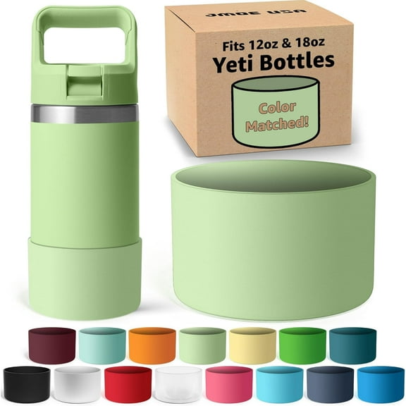 Jmoe USA Silicone Boot Compatible with Yeti Rambler Jr 12oz and 18oz Bottle | 2mm Sleeve | Anti-Slip | Protector for the Bottom of your Bottle | Protects Against Damage | BPA Free Silicone (Key Lime)