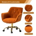 thumbnail image 6 of Swivel Task Chair With Arm, Tina's Home Rolling Velvet Tufted Back Metal Leg Teen Office Room Orange, 6 of 8
