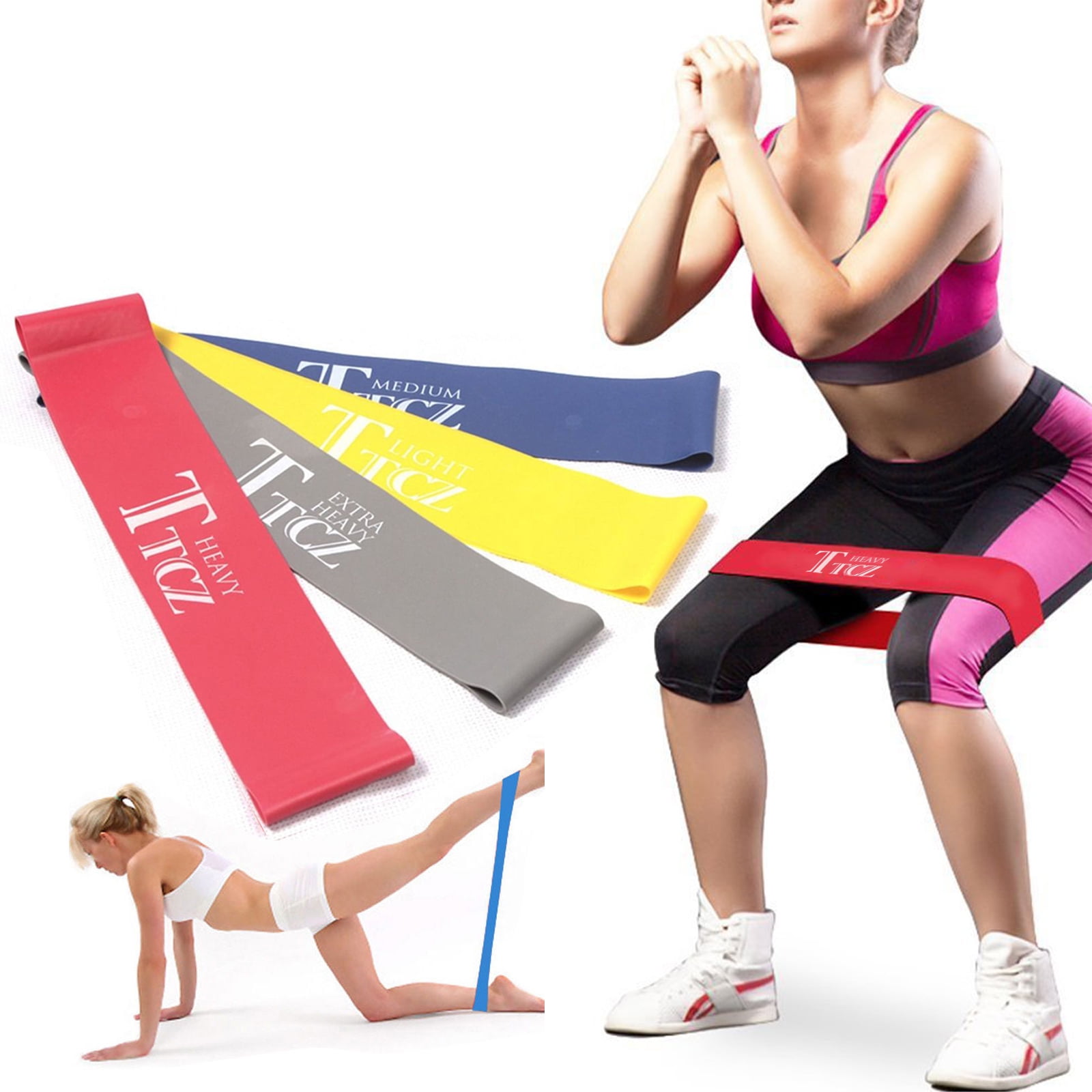 Workout Resistance Bands Loop Set Fitness Yoga Body Exercise Band 4 Color SKY0