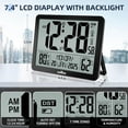 thumbnail image 5 of Auto Set Digital Wall Clock With LCD Display - RCC Clock With Backlight, Temperature, Humidity And Date, Digital Calendar Alarm Clock For Elderly, Bedroom, Office, Battery Operated, Black, 5 of 9