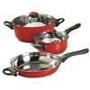 5 pc Red Stainless Cookware Set by Home-Style Kitchen TM