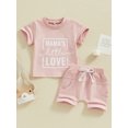 thumbnail image 2 of vera natura Baby Boy Summer Outfits Short Sleeve Letter Printed T-Shirt + Pocket Shorts Set Clothes, 2 of 9