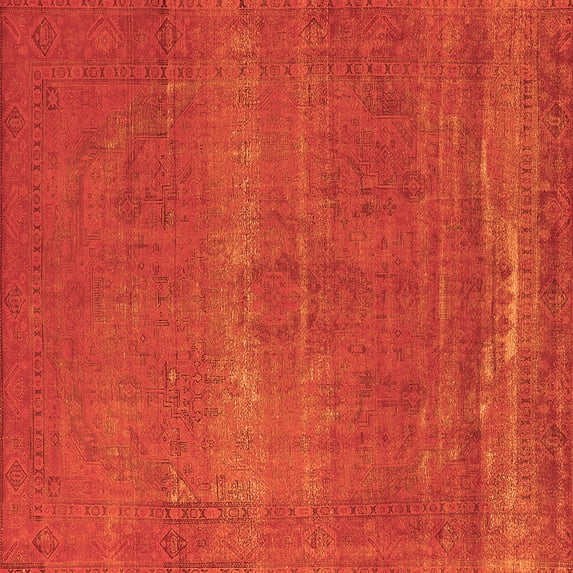 Ahgly Company Indoor Square Oriental Orange Industrial Area Rugs, 8' Square