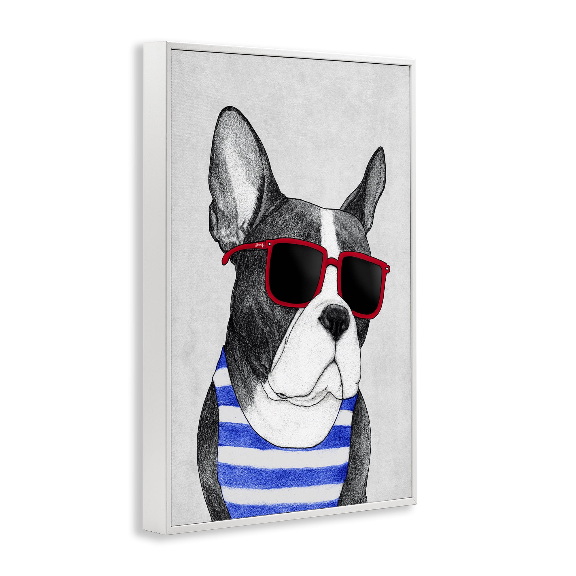 Stupell Industries Frenchie Summer Style White Framed Giclee Art, design by Barruff
