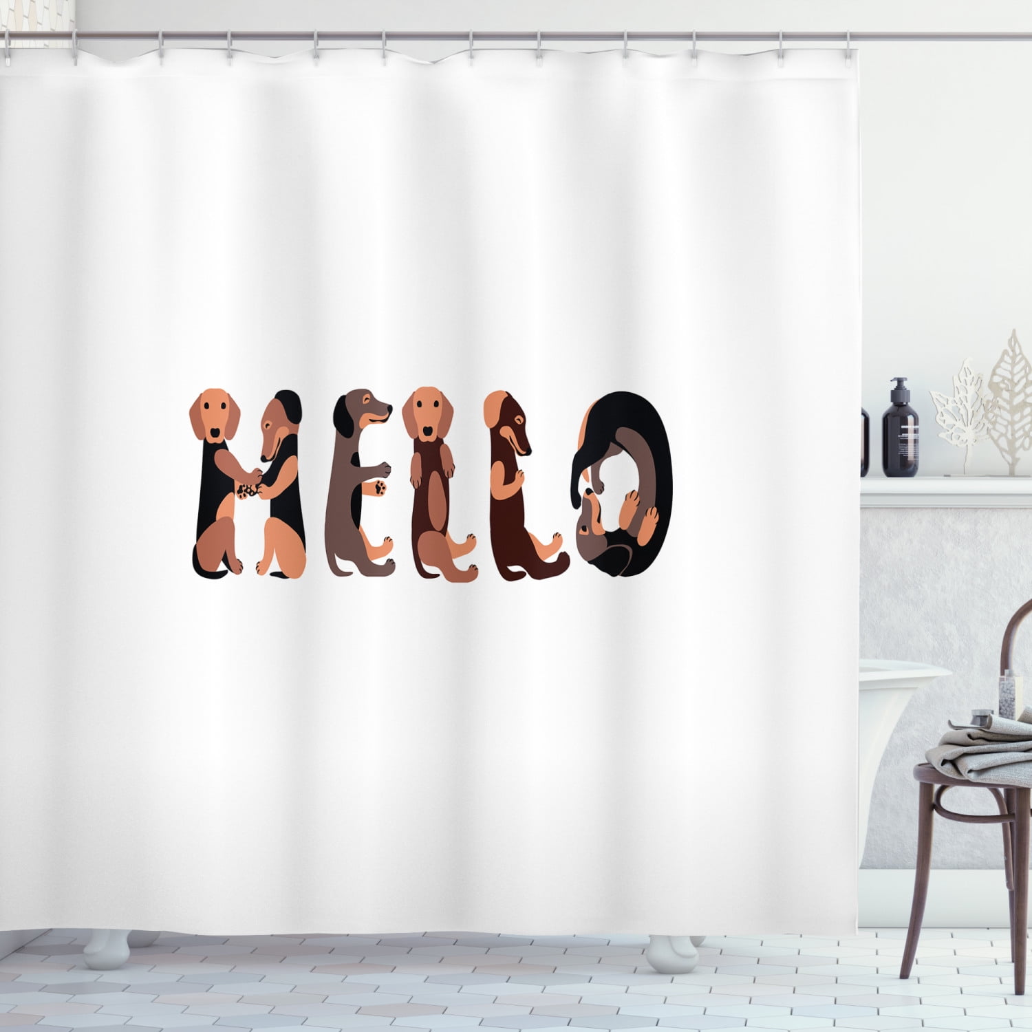 JOOCAR Shower Curtain Dog Lover Decor Poodle Life Style Art Work Fabric Bathroom Decor Set with Hooks