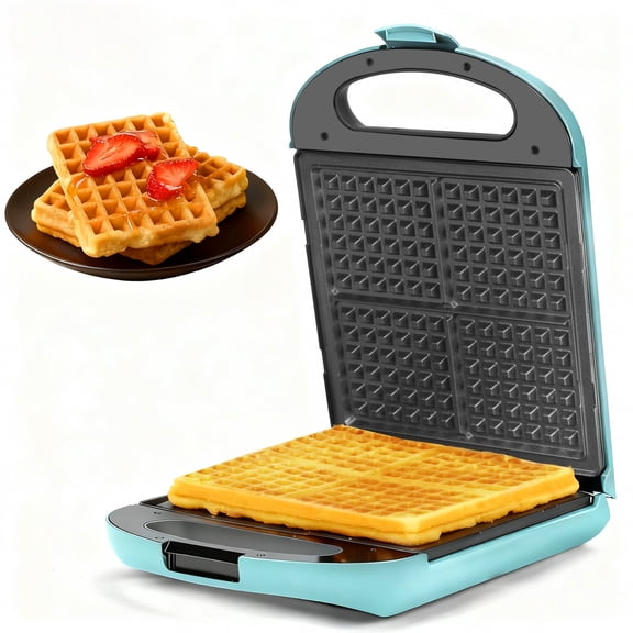 Mailand 4-Slice Belgian Waffle Maker, Square Waffle Iron, Classic Waffle Wafflera with Non Stick Coating, 1000W, Aqua