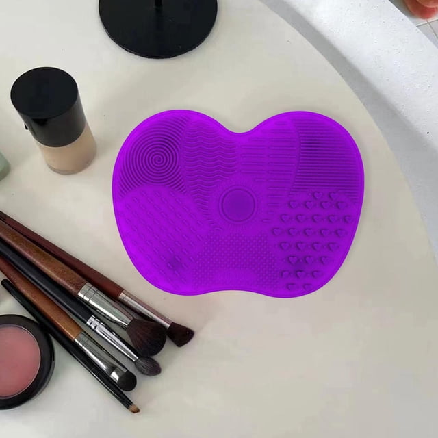 Almohadilla limpiadora de brochas de maquillaje portátil Fácil de limpiar / Alfombrilla de limpieza de brochas de maquillaje de silicona plegable comp Morado oscuro Salvador Almohadilla de limpieza de cepillos