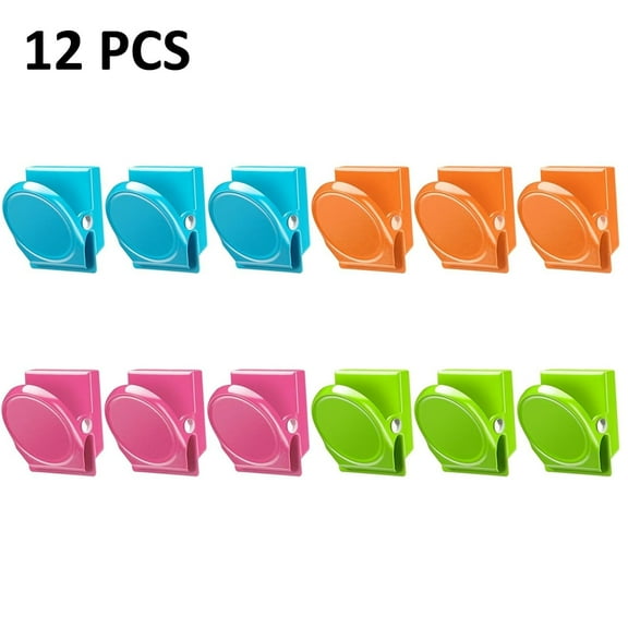 Magnetic Clips,12 Pieces Magnetic Metal Chip Clips Fridge Magnets Refrigerator Whiteboard Locker Magnets Heavy Duty Clip Classroom Organization Teacher Must Haves School Supplies Accessories
