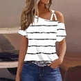 thumbnail image 2 of Nmnitkp Womens Blouses Color Block Off Shoulder Tops Striped Tank Tee Summer Casual Loose Fit Short Sleeve Shirt, 2 of 4