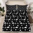 thumbnail image 2 of Homewish Kids Children Stars Print Twin Sheet Sets 3pcs,Starry Sky Twin Fitted Sheet Microfiber,Black White Breathable Flat Sheet,Luxury Bedroom Decor, 2 of 7