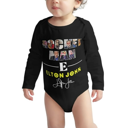 

Elton Baby onesie John Rocket Baby Boy Girl Long Sleeve Bodysuit Snap Closure Black 6 Months