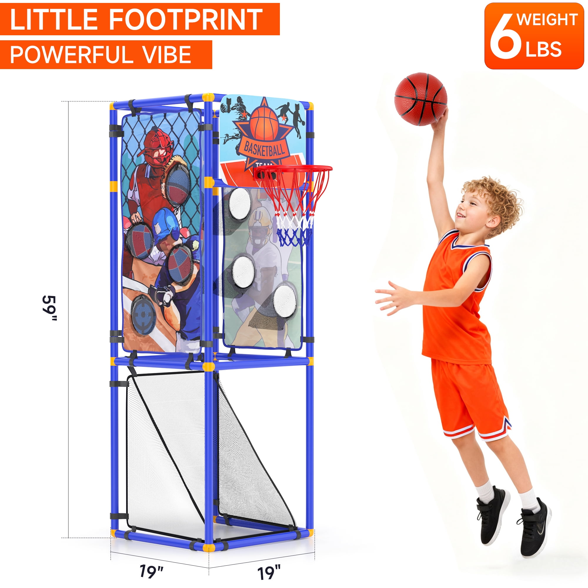 Bruce&Shark 5-in-1 Multi-Sport Toss Game Set, Play Football, Baseball, Basketball, Soccer, and Darts - Lightweight and Portable
