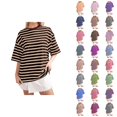 thumbnail image 1 of T-shirt Rayé pour Femmes 2026 Été Tendance Manches Courtes Col Rond Confortable Léger, 1 of 4