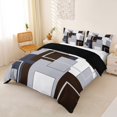thumbnail image 3 of Homewish Dark Brown Block Duvet Cover Queen,Contemporary Artwork Queen Bedding,Black Reversible,3-Piece,1 Duvet Cover and 2 Pillowcases, 3 of 6