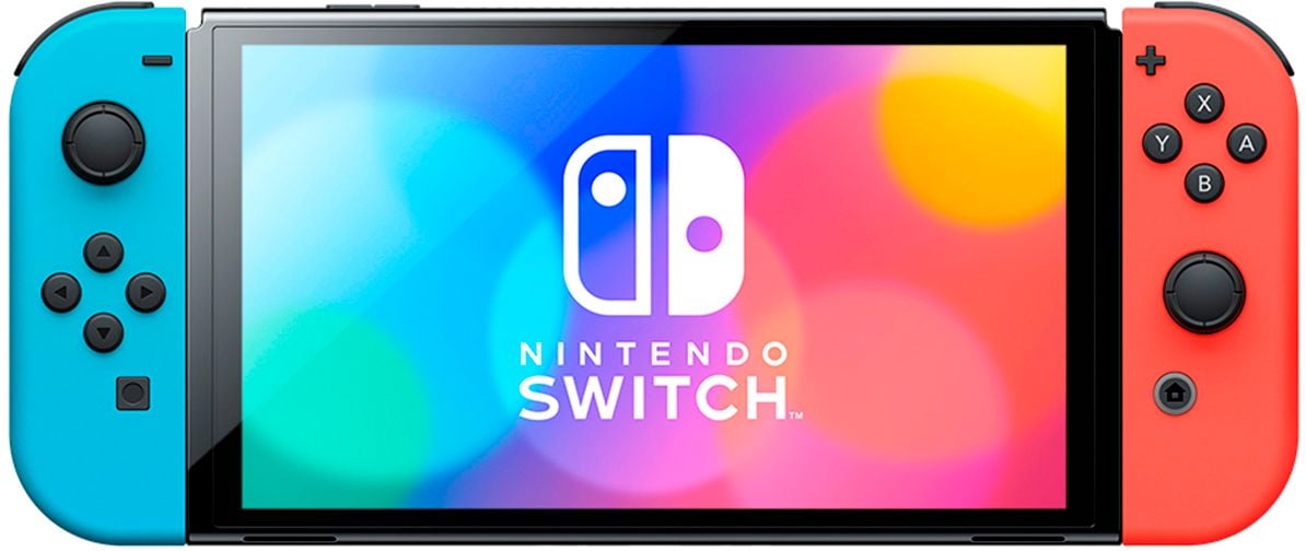 Nintendo Switch OLED Neon Red Blue with Splatoon 2, Mytrix Wireless  Controller & Accessories