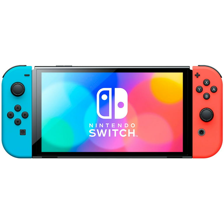 Nintendo Switch OLED Neon Red Blue with Splatoon 2, Mytrix Wireless  Controller & Accessories