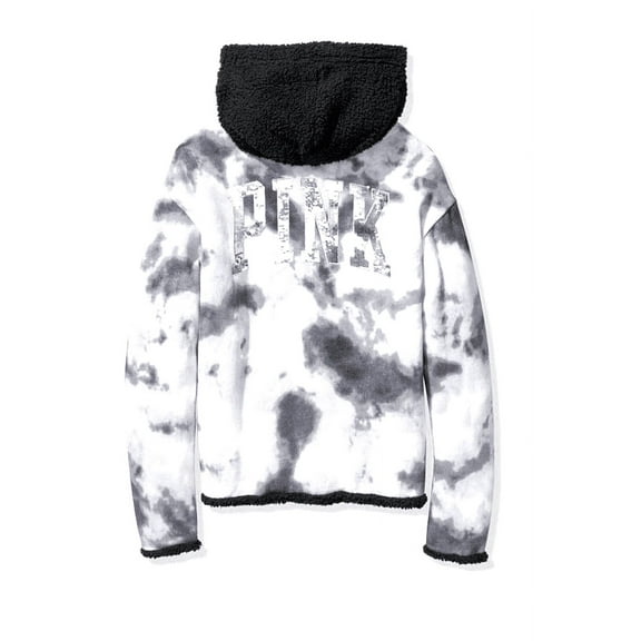 Victoria’s Secret Pink Bling Reversible Sherpa Lined Full Zip Jacket Tie Dye Size Large New