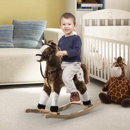 Walmart Rocking Horses Kids Plush Brown Rocking Horse Pony w/ Realistic Sounds | Walmart Canada