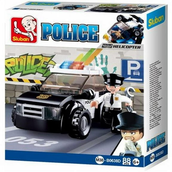 Sluban 638D POLICE 4-in-1-Car Building Brick Kit (88 Pcs)(Kit D  Collect them all!)