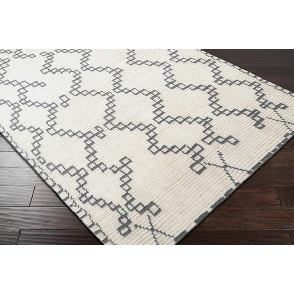 Hauteloom Wardell Wool Living Room, Bedroom Area Rug - Bohemian, Transitional - Ivory, Charcoal - 2' x 3'
