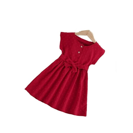 

Casual Plain Round Neck A Line Sleeveless Burgundy Toddler Girls Dresses (Girl s)