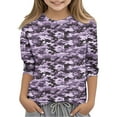 thumbnail image 2 of Auroural Kids Long Sleeve Shirts Boys And Girls Casual Camouflage Print 3/4 Sleeve Round Neck Top For 3-12 Years Purple 5 Years, 2 of 7