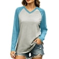thumbnail image 3 of SwiftWear Women's Raglan Baseball Tee Shirt Long Sleeve V Neck Color Block Casual Workout Top for Fall, 3 of 7