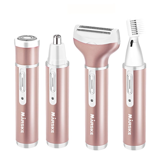 Minnieouse Afeitadora 4 en 1 para mujer, depiladora indolora, máquina de afeitar, cara, barba, cejas, nariz, recortadora, cuerpo, Depiladoras Rosa roja