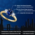 thumbnail image 2 of Gem Stone King 10K Yellow Gold Blue Created Sapphire and White Created Sapphire Engagement Ring for Women | 2.10 Cttw | Oval 8X6MM | Gemstone September Birthstone | Size 5, 2 of 6