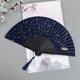 thumbnail image 3 of 2X Abanico de Mano Plegable Pequeño para Mujer Abanicos de Seda de Bambú de Estilo Vintage Japonés para Fiesta Decoración de Baile de Boda Azul, 3 of 5
