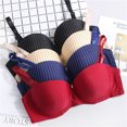 thumbnail image 4 of Womens Bras,Thin Cup Striped Gather Bra, Comfortable And Breathable Girl Underwear(70B-85B), 4 of 5