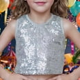 thumbnail image 2 of DHFJKG Sparkly Sequins Crop Top For Girls Carnival Performance Glitter Slim Fit Sleeveless Tee Dance Party Comfortable Tops, 2 of 4