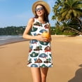 thumbnail image 3 of Naloa Pirate hats Print Women's Summer Spring Casual Beach Sundress,Vacation Sleeveless Tank Crewneck Loose Dresses, 3 of 7