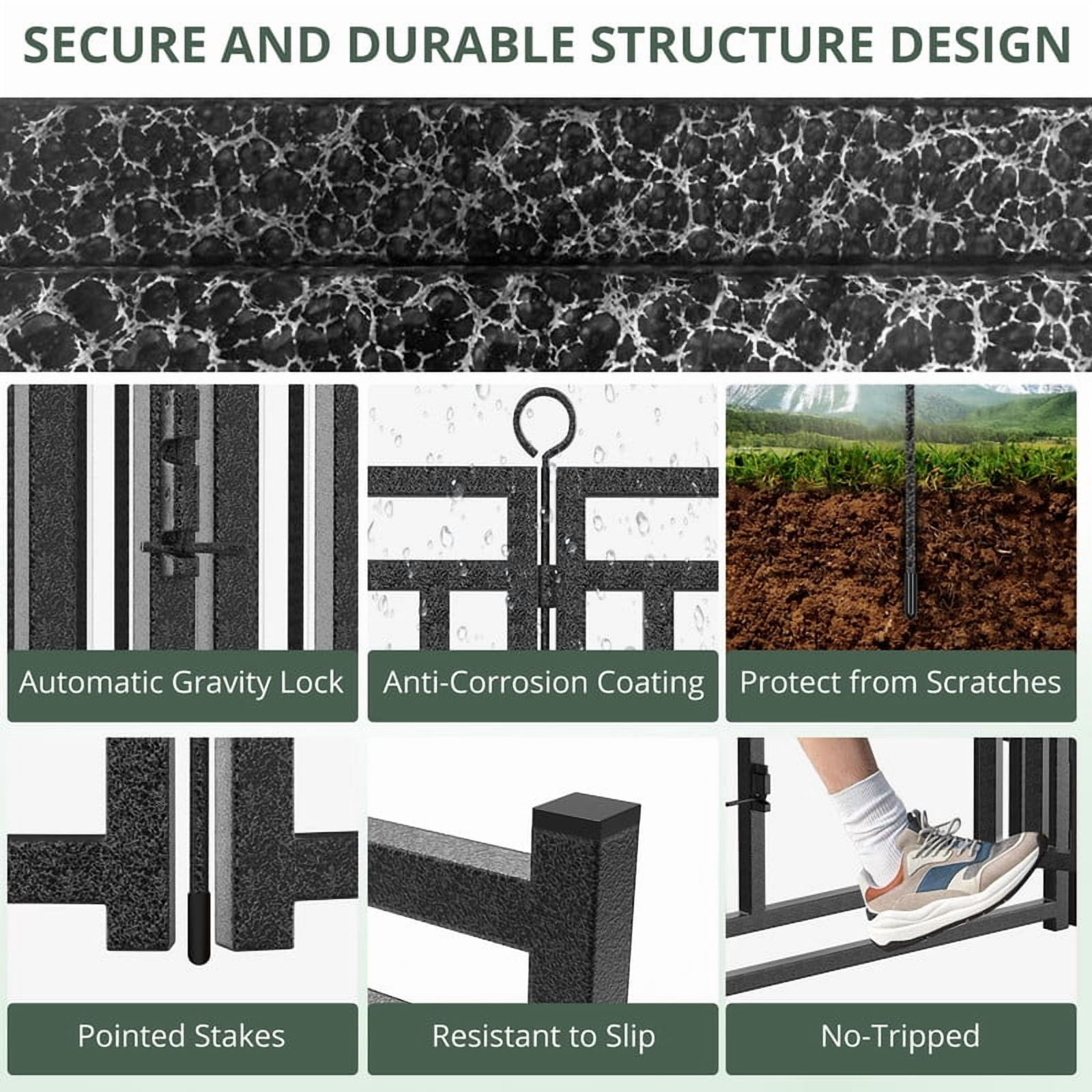 Petorldog 40" Metal Dog Playpen, 16 Panels Portable Fence for Indoor & Outdoor Use (Black-Silver)