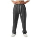 thumbnail image 1 of Pantalones de chándal de felpa cepillada para hombre: cintura elástica, cordón, bolsillos laterales; pantalones ligeros de poliéster para todas las estaciones., 1 of 8