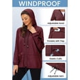 thumbnail image 3 of American Trends Plus Size Women Waterproof Rain Jacket with Hood Packable Lightweight Windproof Raincoat with Pockets Wine Red 3XL, 3 of 7