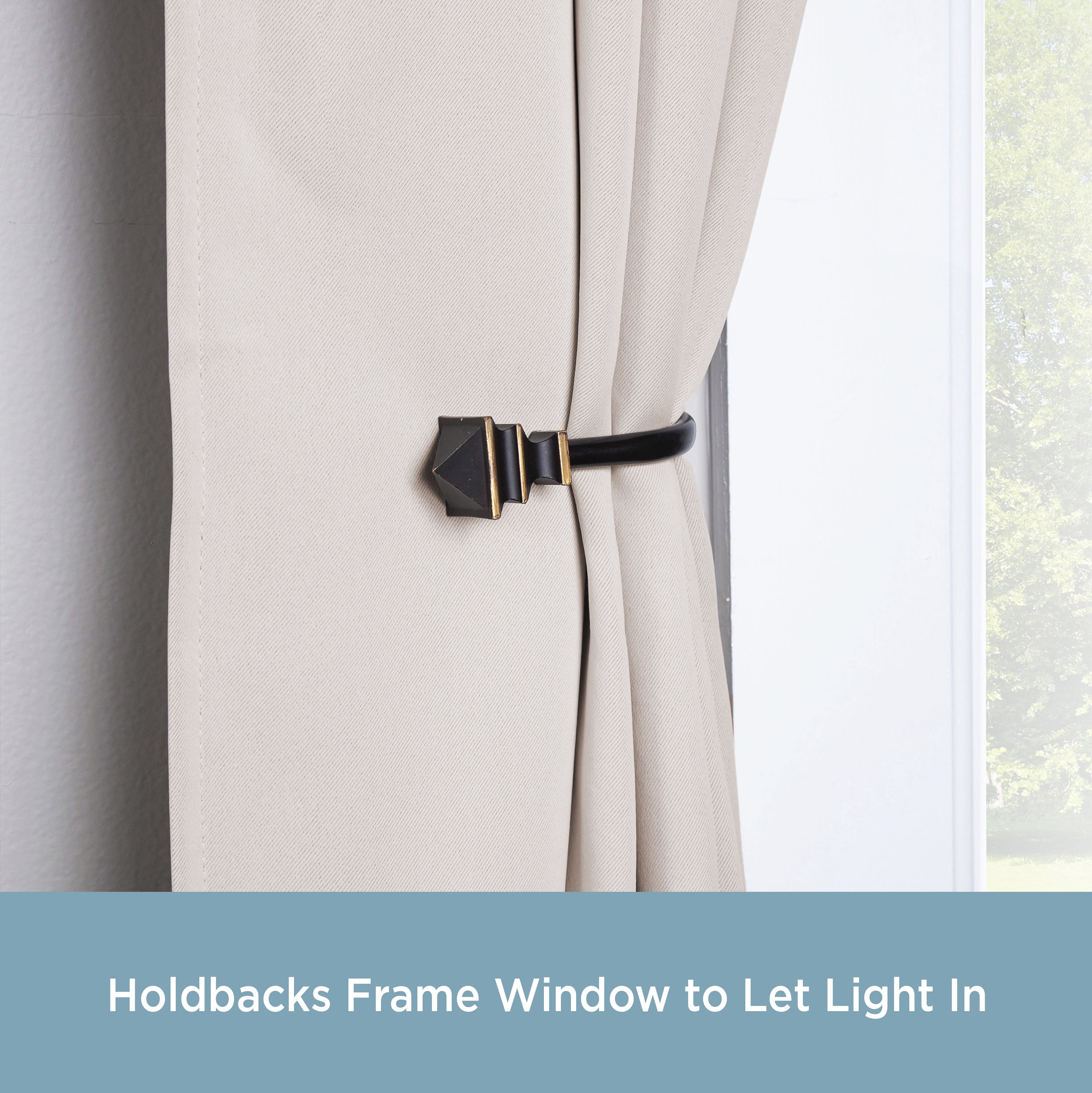 Kenney Arts & Crafts Square End Decorative Holdback Set for Curtains and Drapes, Oil Rubbed Bronze, Set of 2