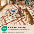 thumbnail image 4 of Design&I 3'x5' Washable Area Rug Checkered Lattice Neutral Tan Dotted Grid Plaid Beige Terracotta for Home Office, Hallway, Low Profile & Durable Daily Traffic Ready, 4 of 7